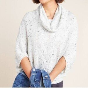 Anthropologie Marled Knit Dolman Sleeve Pullover Sweater in Grey